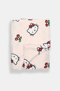 Couverture peluche imprimé cerises Hello Kitty