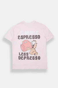 T-shirt coupe boyfriend imprimé Garfield Espresso Yourself