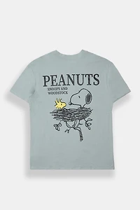 T-shirt coupe boyfriend imprimé Peanuts Snoopy Woodstock