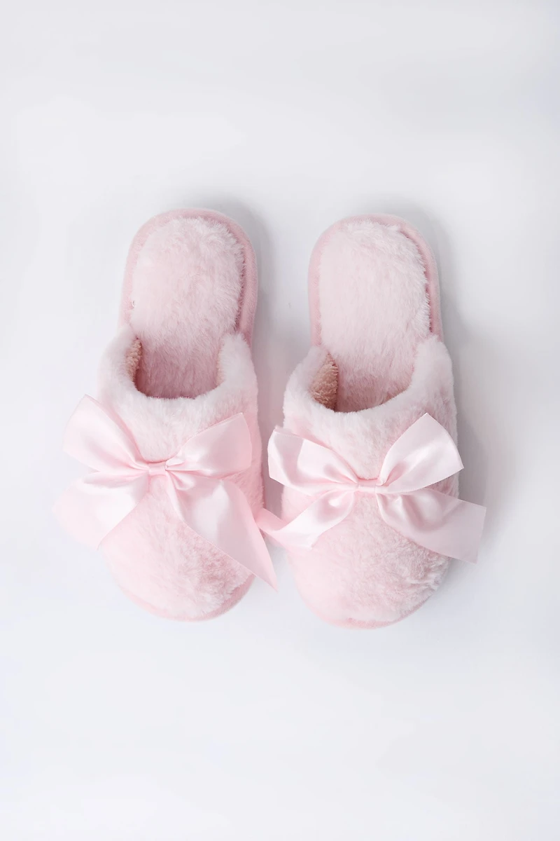 3D Bow Plush Slippers