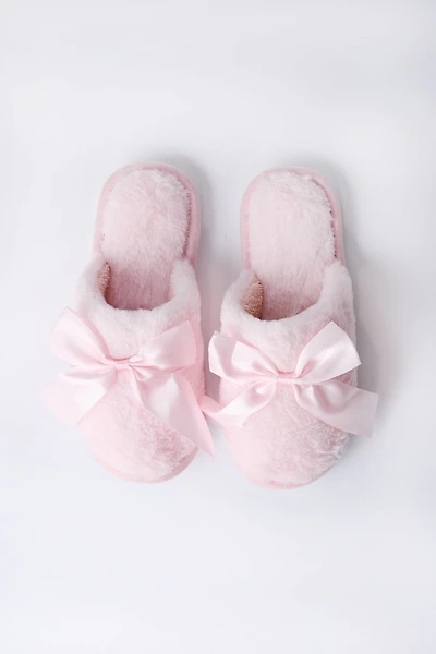 3D Bow Plush Slippers