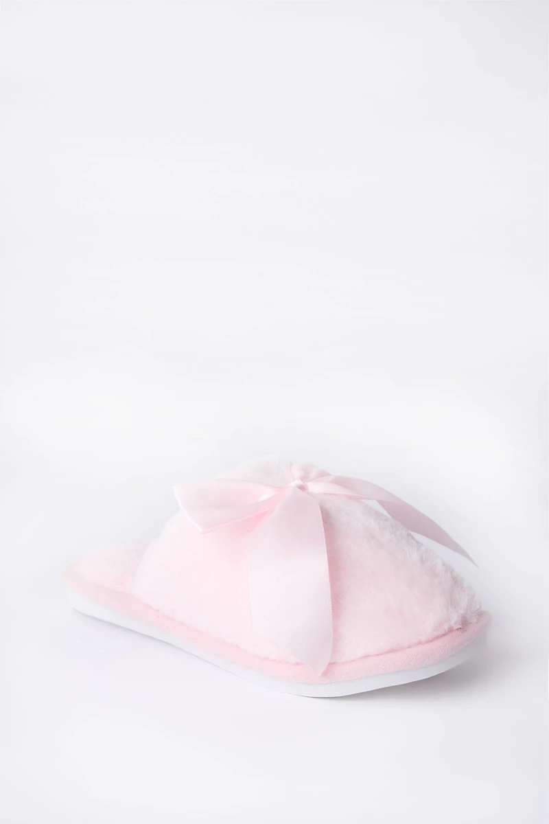 3D Bow Plush Slippers
