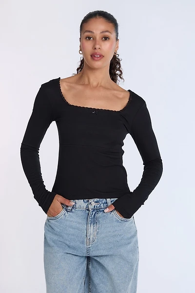 AERO Super Soft Ribbed Knit Long Sleeve Top
