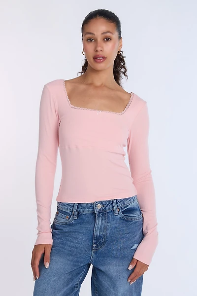 AERO Super Soft Ribbed Knit Long Sleeve Top
