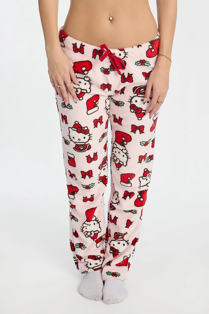Pantalon de pyjama en peluche bas Noël Hello Kitty