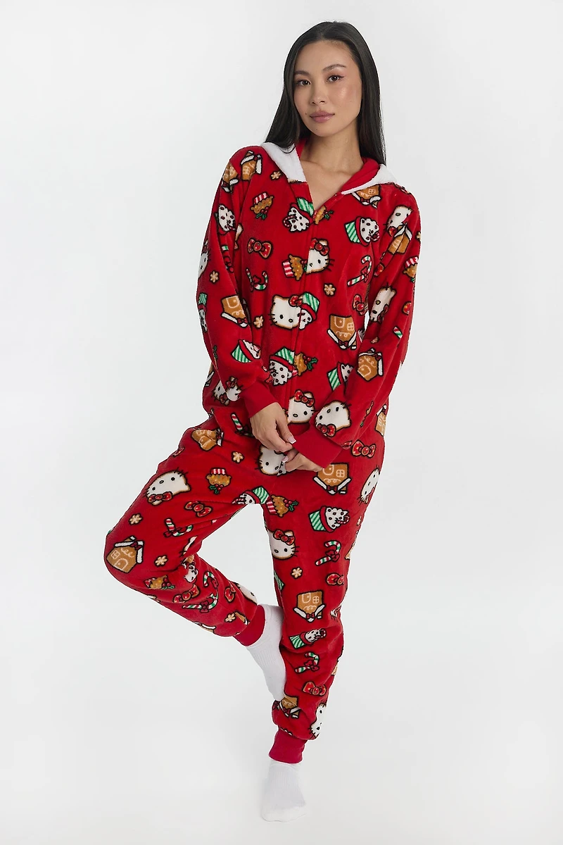 Hello Kitty Candy Cane Hooded Onesie