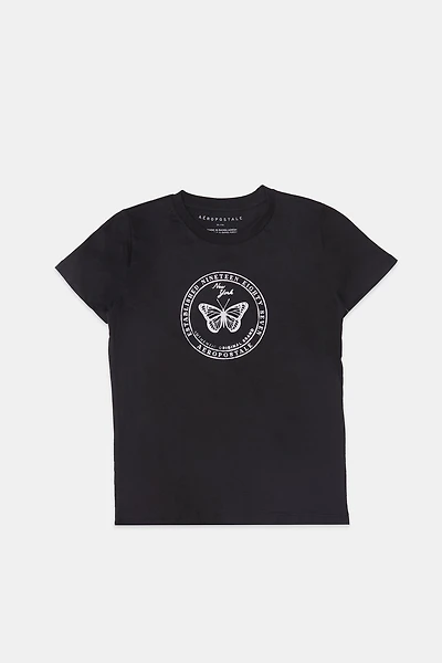 T-shirt coupe boyfriend imprimé papillon métallique AERO