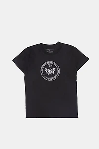 T-shirt coupe boyfriend imprimé papillon métallique AERO