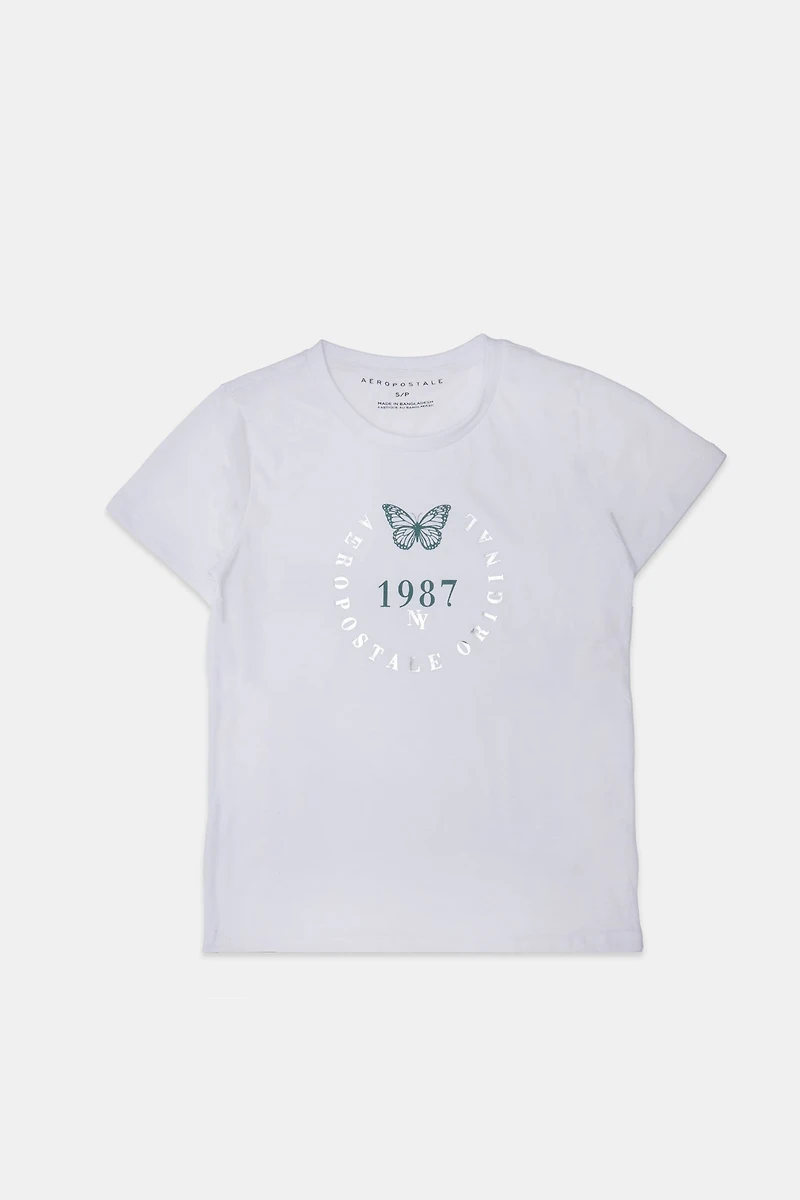 T-shirt coupe classique imprimé papillon méteallique Aéropostale