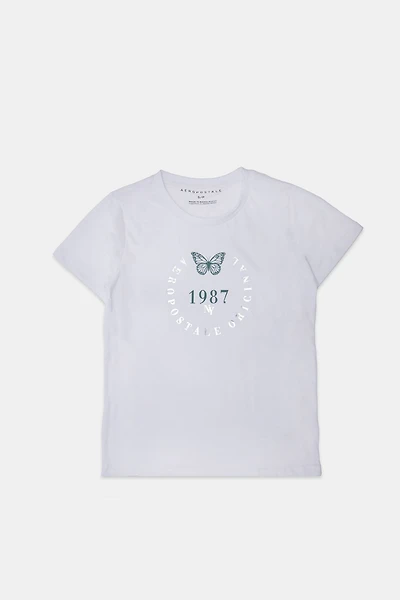 T-shirt coupe classique imprimé papillon méteallique Aéropostale