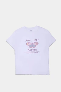 T-shirt coupe boyfriend imprimé papillon New York AERO