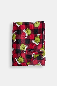 Couverture peluche à carreaux The Grinch