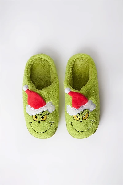The Grinch Santa Hat Plush Slippers