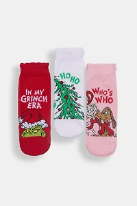 The Grinch 3-Pack Christmas Graphic Ankle Socks