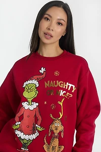 Sweatshirt à col ras du cou imprimé Naughty Or Nice The Grinch