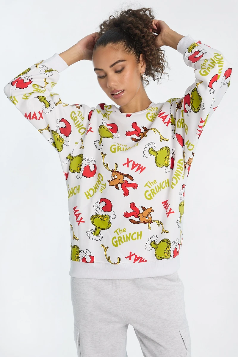 Sweatshirt à col ras du cou imprimé The Grinch et Max