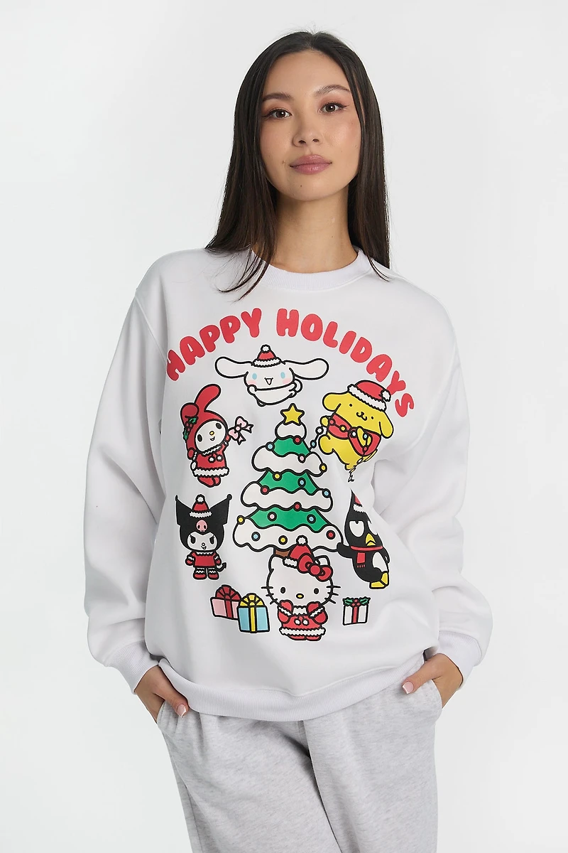 Hello Kitty Happy Holidays Graphic Crewneck Sweatshirt