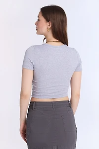 T-shirt court en tricot côtelé AERO