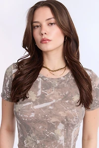 T-shirt court en tricot côtelé AERO