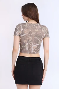 T-shirt court en tricot côtelé AERO