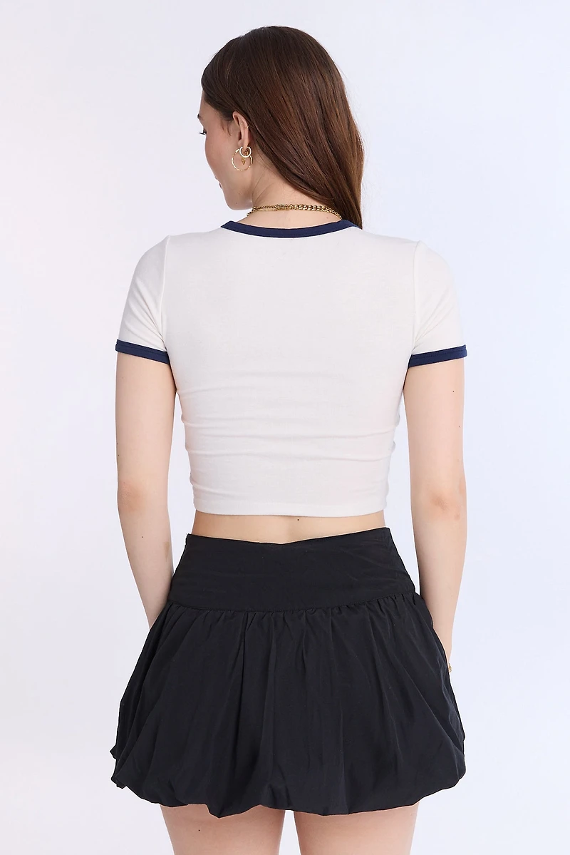T-shirt court style ringer en tricot côtelé AERO