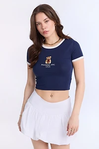 AERO Ribbed Knit Graphic Ringer Baby Tee