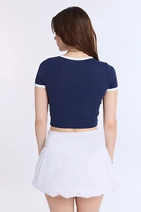 AERO Ribbed Knit Graphic Ringer Baby Tee