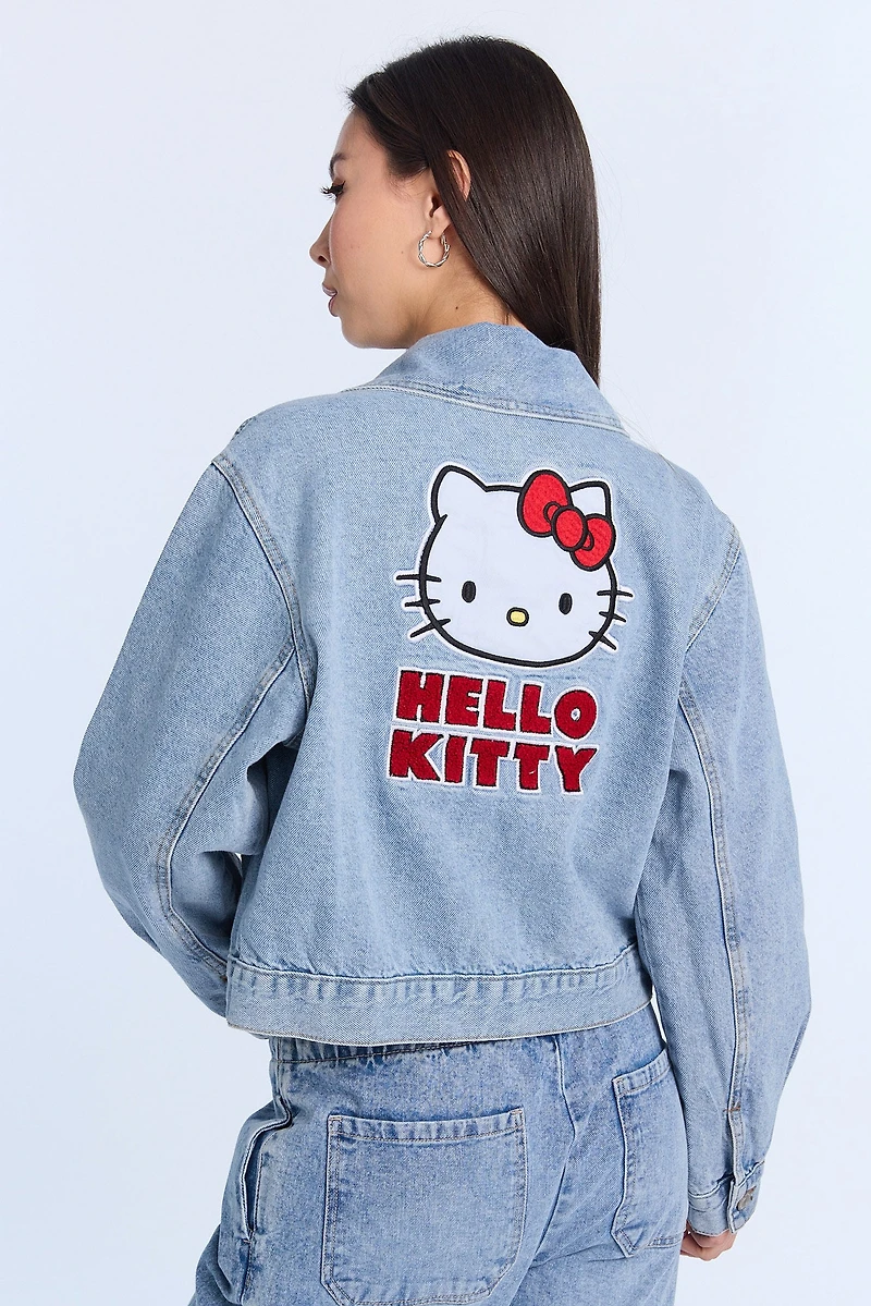 Veste en denim brodée Hello Kitty