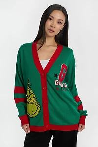 Cardigan style universitaire à boutons Le Grinch