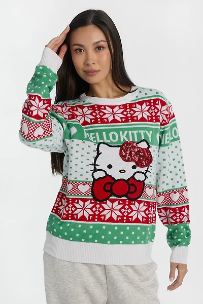 Chandail ras du cou en tricot Fair Isle Hello Kitty