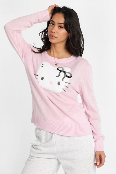 Hello Kitty Bow Graphic Crew Neck Sweater