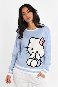 Hello Kitty Striped Graphic Crew Neck Sweater