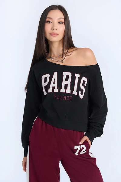 AERO Off-Shoulder Graphic Sweatshirt