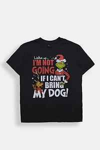 T-shirt coupe boyfriend imprimé The Grinch Bring My Dog