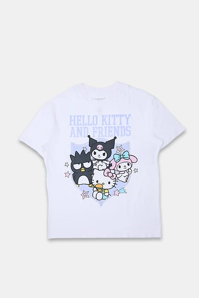 T-shirt coupe boyfriend imprimé écusson Hello Kitty and Friends