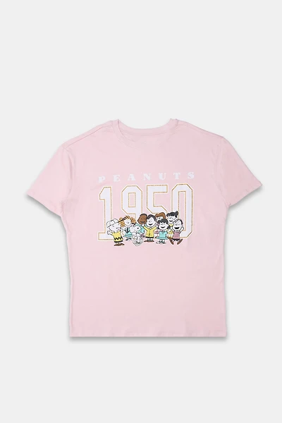 T-shirt coupe boyfriend imprimé Peanuts Snoopy Since 1950