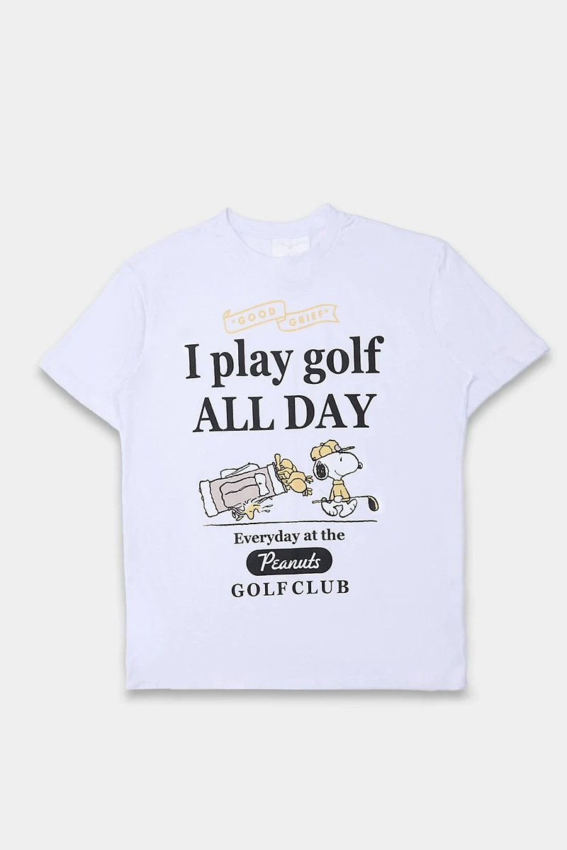 T-shirt coupe boyfriend imprimé Golf Club Peanuts