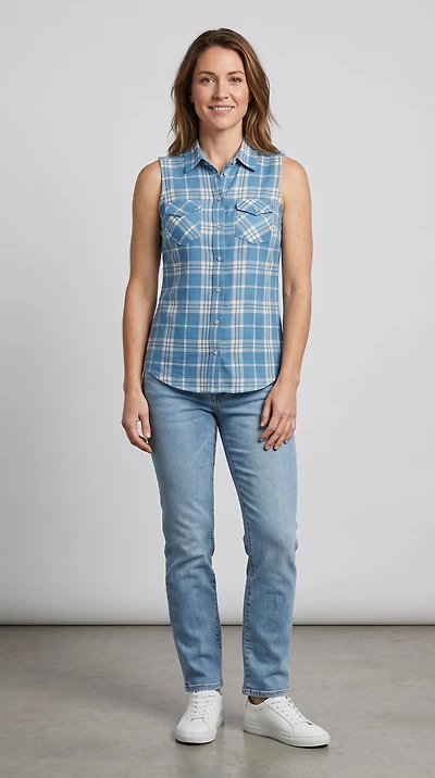 Sleeveless print blouse