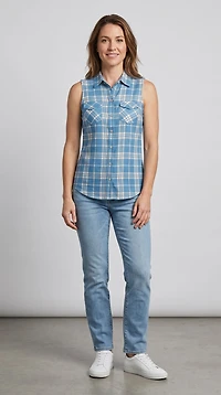 Sleeveless print blouse
