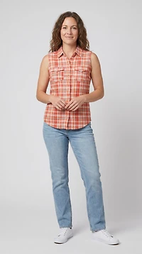 Sleeveless print blouse