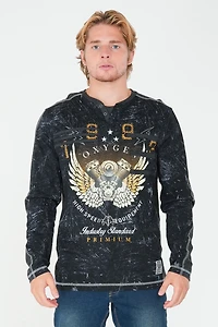 Long Sleeve Printed Henley