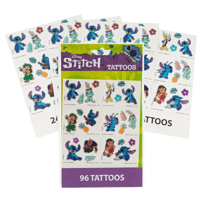 Disney Lilo and Stitch 4 Sheet 96 Piece Tattoo Set