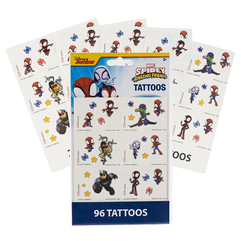 Spidey and Friends 4 Sheet 96 Piece Tattoo Set