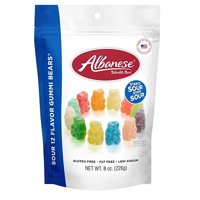 Sour 12 Flavor Gummi Bears - 8 Ounce