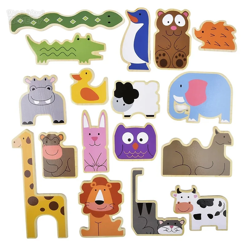 17 Piece Wooden Zoo Animal Raised Up Puzzle