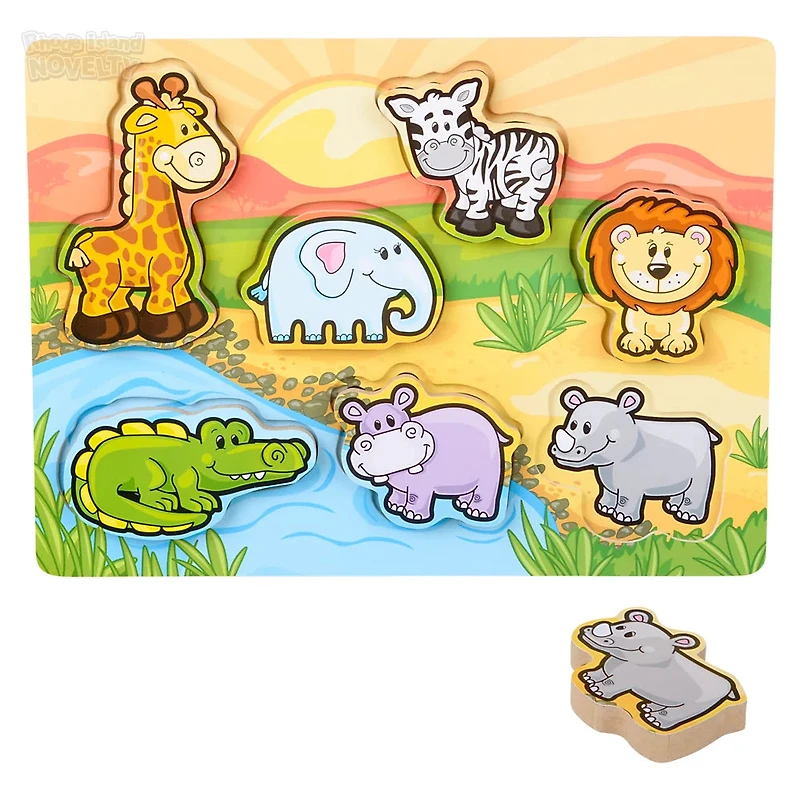 7 Piece Chunky Safari Toon Wooden Puzzle