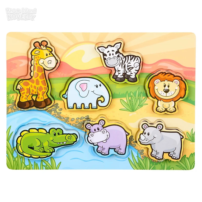 7 Piece Chunky Safari Toon Wooden Puzzle