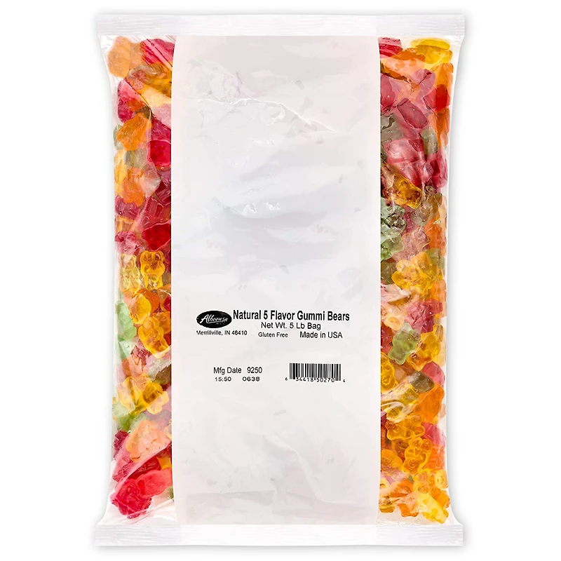 5 Natural Flavor Gummi Bears 5 lb. Bag
