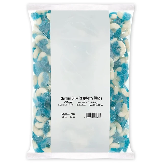 Gummi Blue Raspberry Rings 4.5 lb. Bag