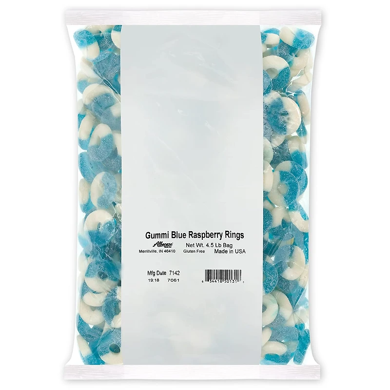 Gummi Blue Raspberry Rings 4.5 lb. Bag